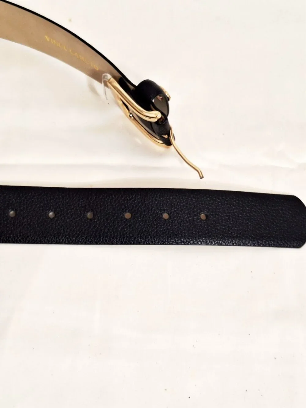 Vince Camuto Pebbled Black Belt M/M Gold Buckle